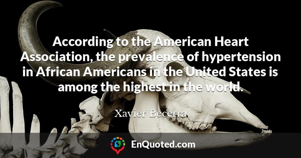 According to the American Heart Association, the prevalence of hypertension in African Americans in the United States is among the highest in the world.