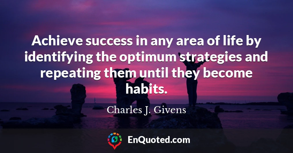 Achieve success in any area of life by identifying the optimum strategies and repeating them until they become habits.