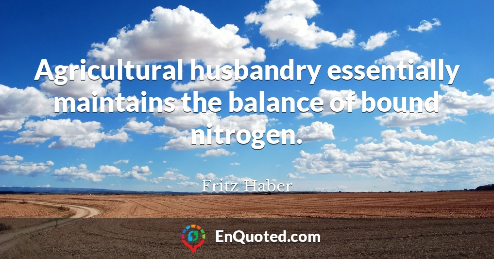 Agricultural husbandry essentially maintains the balance of bound nitrogen.
