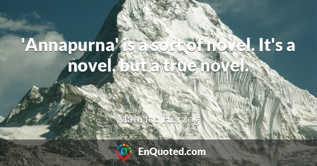 'Annapurna' is a sort of novel. It's a novel, but a true novel.