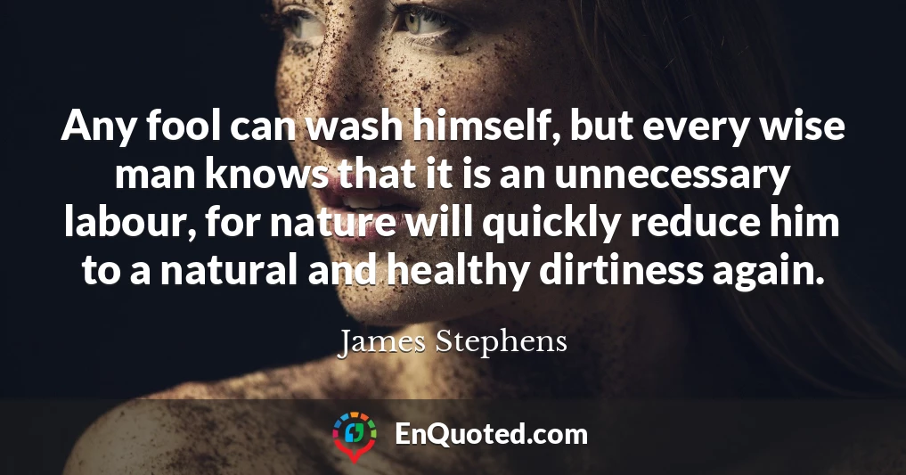 Any fool can wash himself, but every wise man knows that it is an unnecessary labour, for nature will quickly reduce him to a natural and healthy dirtiness again.