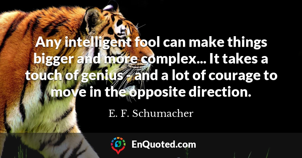 Any intelligent fool can make things bigger and more complex... It takes a touch of genius - and a lot of courage to move in the opposite direction.