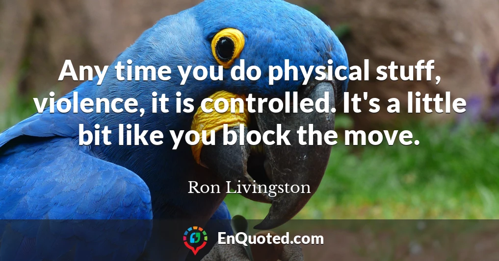 Any time you do physical stuff, violence, it is controlled. It's a little bit like you block the move.