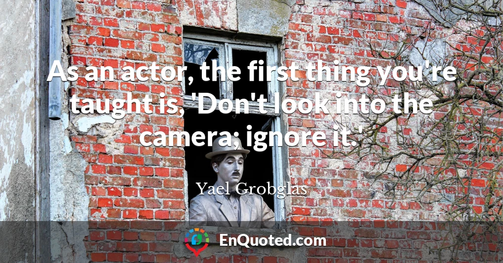 As an actor, the first thing you're taught is, 'Don't look into the camera; ignore it.'