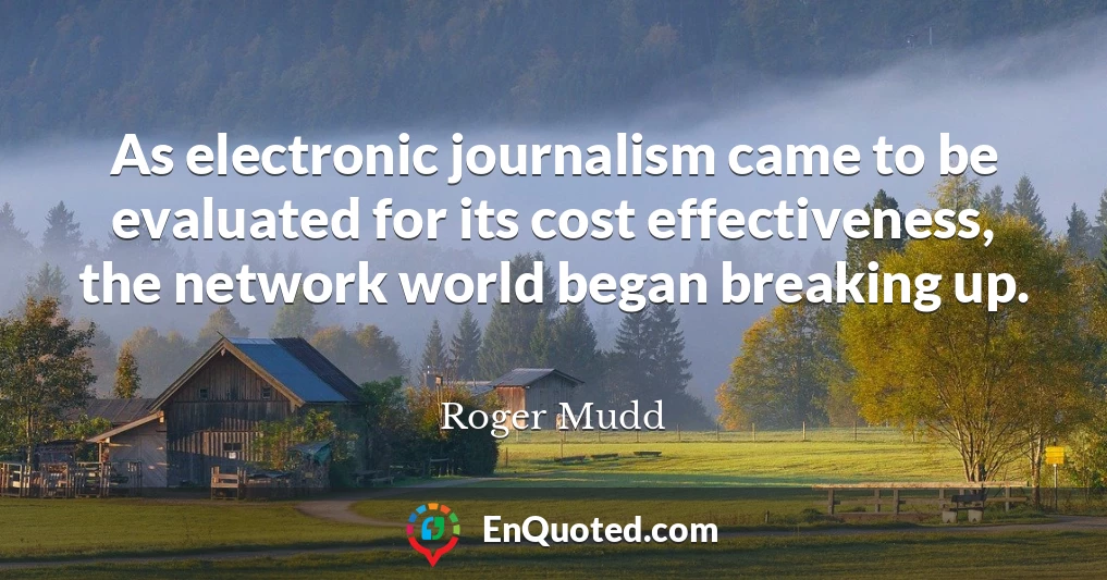 As electronic journalism came to be evaluated for its cost effectiveness, the network world began breaking up.