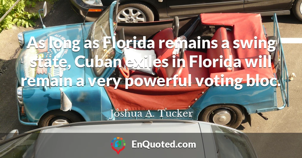 As long as Florida remains a swing state, Cuban exiles in Florida will remain a very powerful voting bloc.