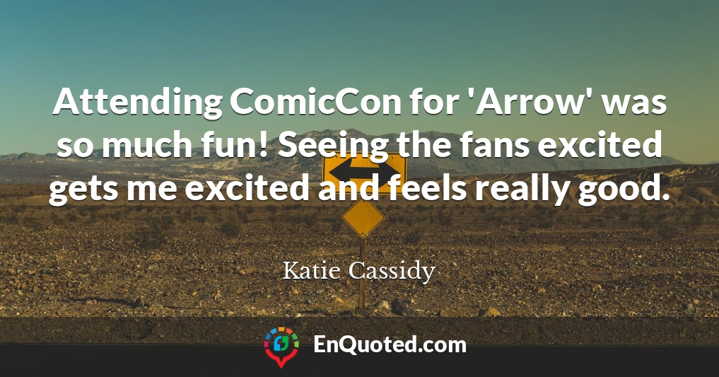 Attending ComicCon for 'Arrow' was so much fun! Seeing the fans excited gets me excited and feels really good.