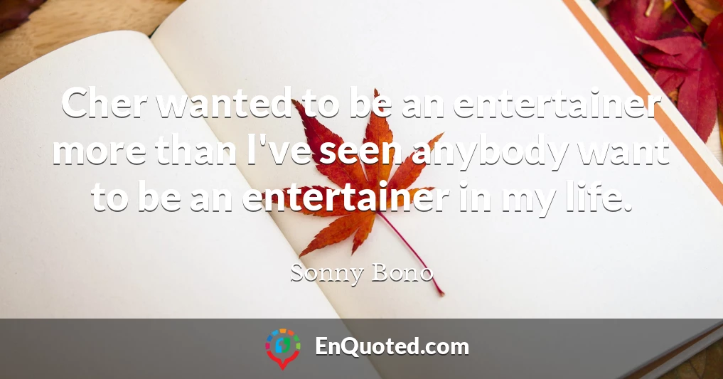 Cher wanted to be an entertainer more than I've seen anybody want to be an entertainer in my life.
