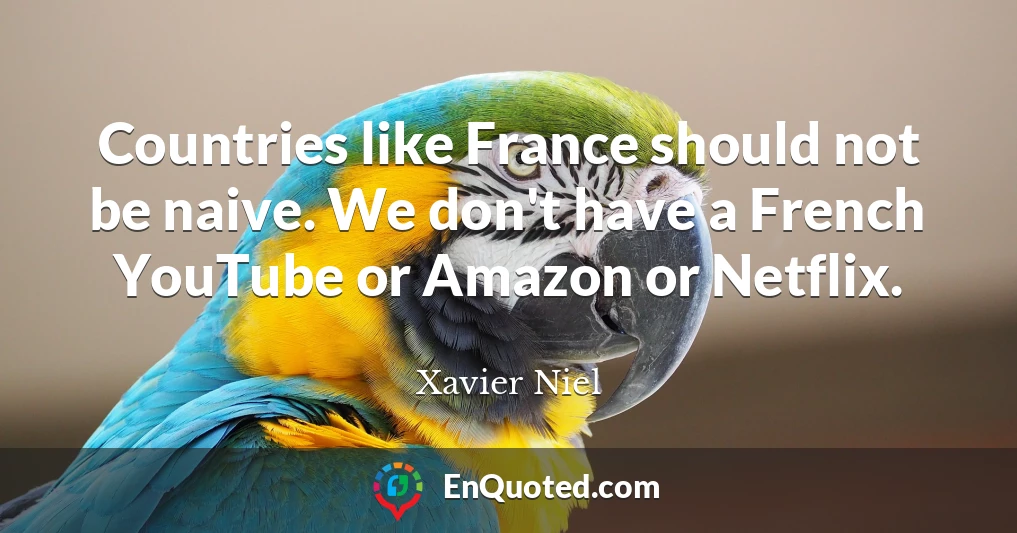 Countries like France should not be naive. We don't have a French YouTube or Amazon or Netflix.