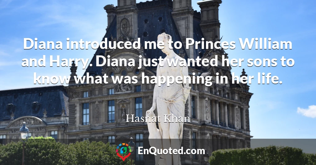 Diana introduced me to Princes William and Harry. Diana just wanted her sons to know what was happening in her life.