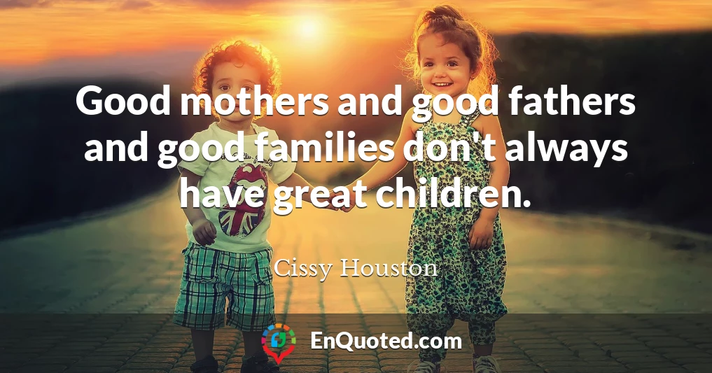 Good mothers and good fathers and good families don't always have great children.