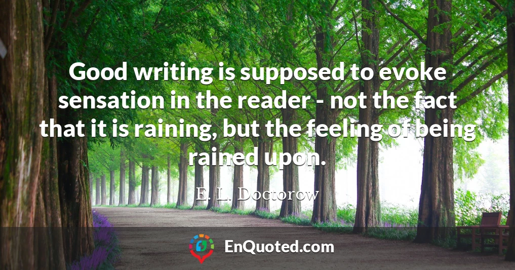 Good writing is supposed to evoke sensation in the reader - not the fact that it is raining, but the feeling of being rained upon.