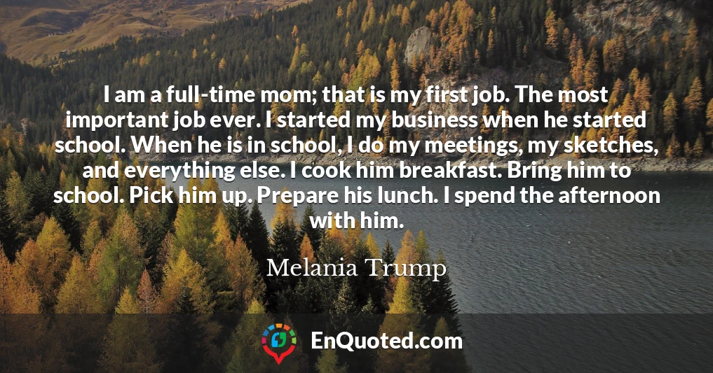 I am a full-time mom; that is my first job. The most important job ever. I started my business when he started school. When he is in school, I do my meetings, my sketches, and everything else. I cook him breakfast. Bring him to school. Pick him up. Prepare his lunch. I spend the afternoon with him.