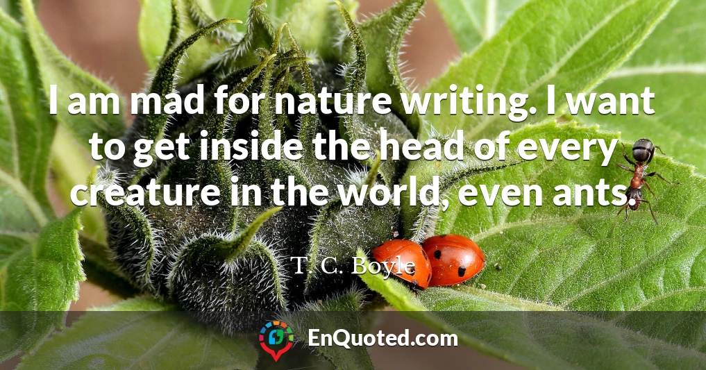 I am mad for nature writing. I want to get inside the head of every creature in the world, even ants.