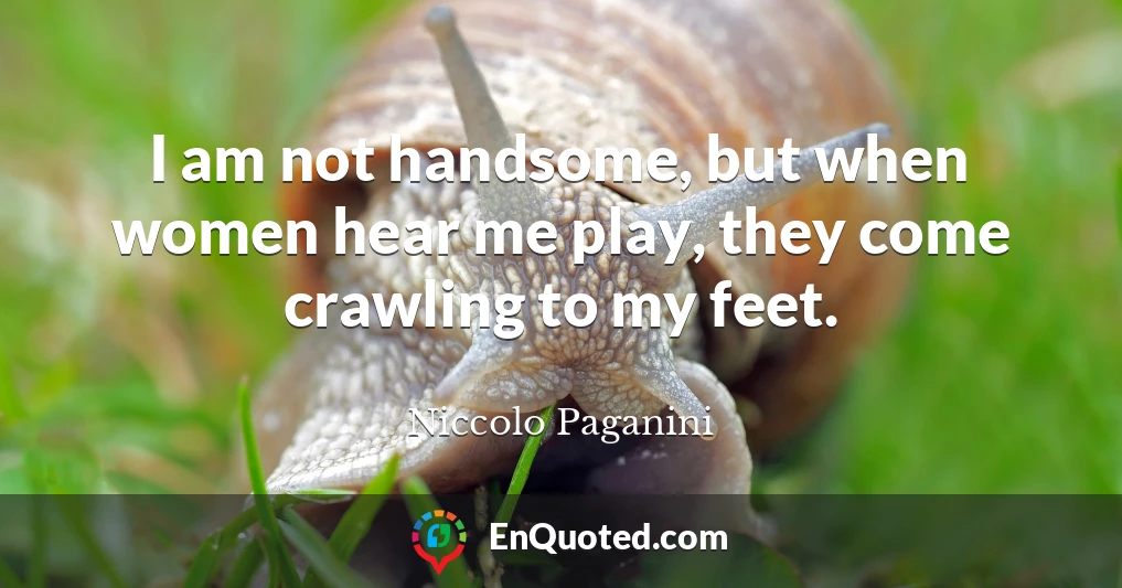 I am not handsome, but when women hear me play, they come crawling to my feet.