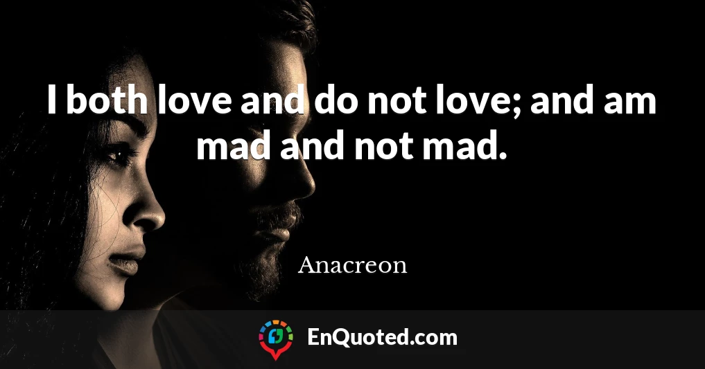 I both love and do not love; and am mad and not mad.