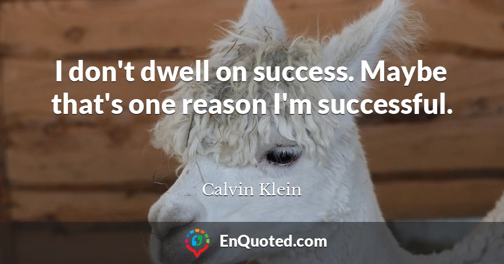I don't dwell on success. Maybe that's one reason I'm successful.