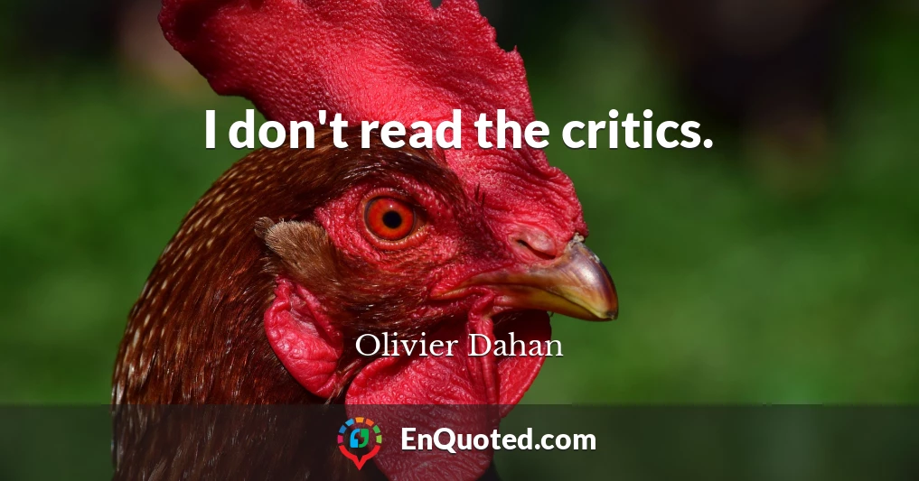 I don't read the critics.