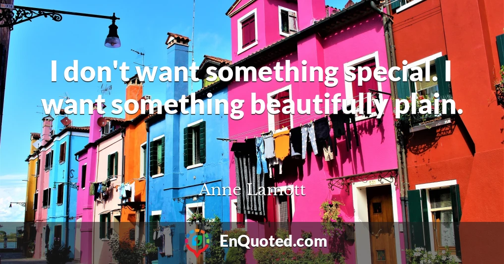 I don't want something special. I want something beautifully plain.