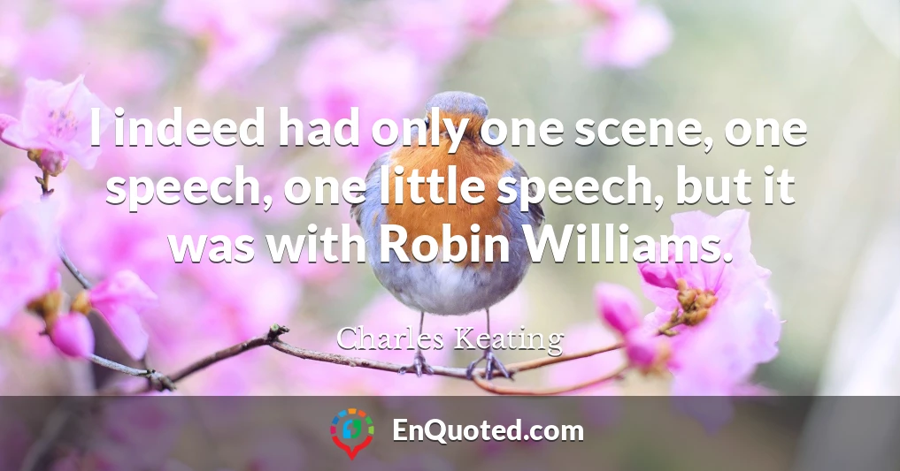 I indeed had only one scene, one speech, one little speech, but it was with Robin Williams.