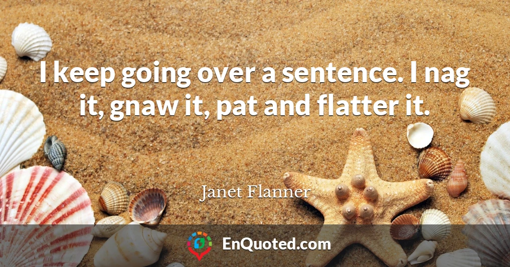 I keep going over a sentence. I nag it, gnaw it, pat and flatter it.