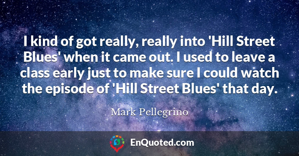 I kind of got really, really into 'Hill Street Blues' when it came out. I used to leave a class early just to make sure I could watch the episode of 'Hill Street Blues' that day.