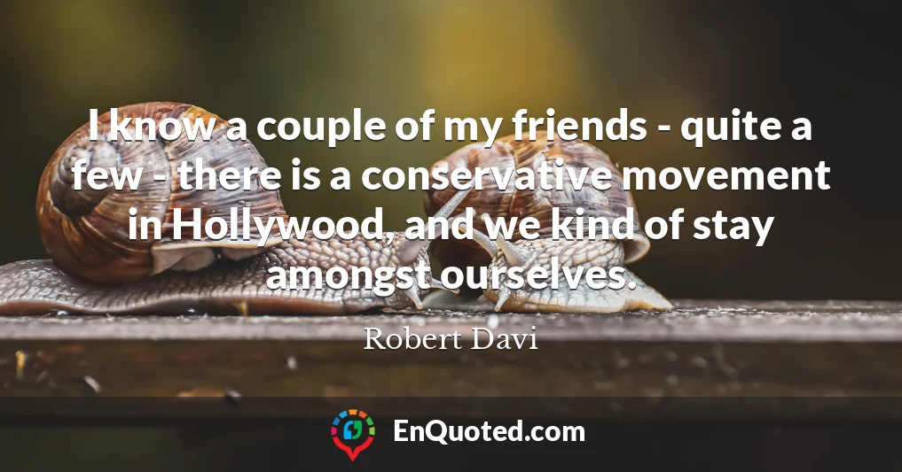 I know a couple of my friends - quite a few - there is a conservative movement in Hollywood, and we kind of stay amongst ourselves.