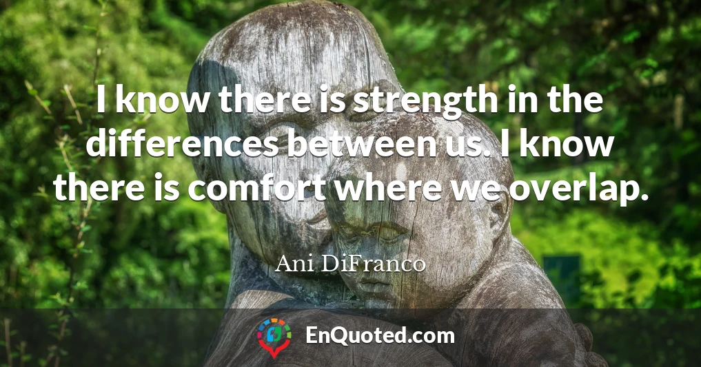 I know there is strength in the differences between us. I know there is comfort where we overlap.