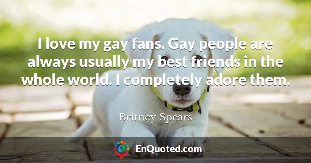 I love my gay fans. Gay people are always usually my best friends in the whole world. I completely adore them.
