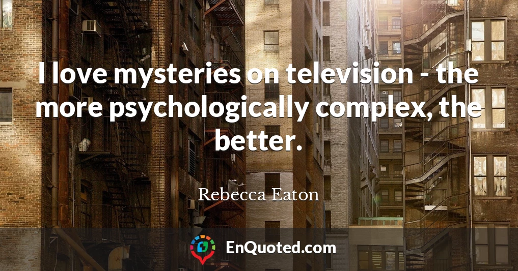 I love mysteries on television - the more psychologically complex, the better.