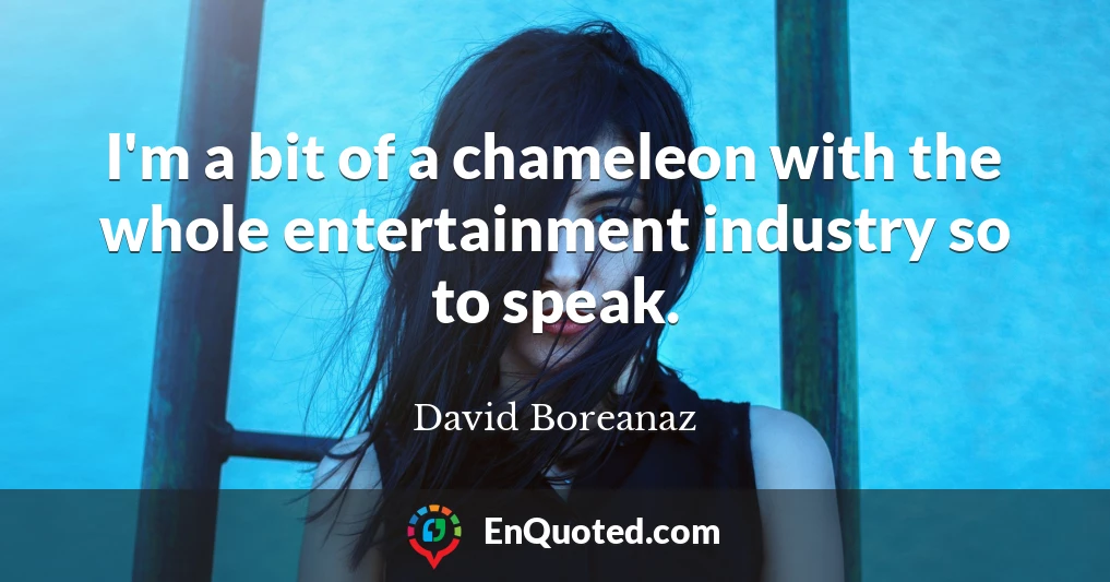I'm a bit of a chameleon with the whole entertainment industry so to speak.