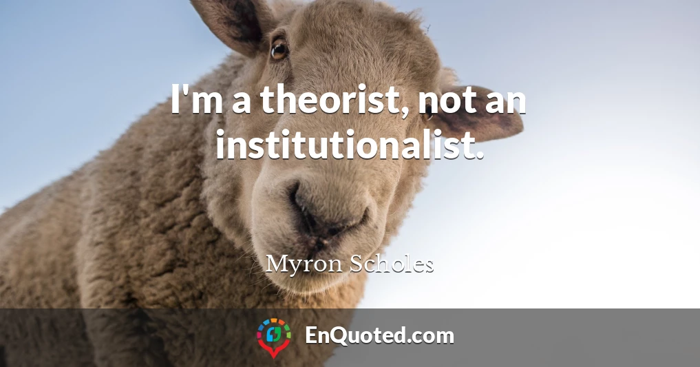 I'm a theorist, not an institutionalist.