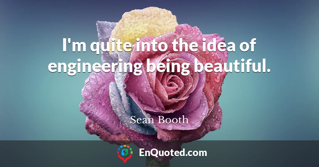 I'm quite into the idea of engineering being beautiful.