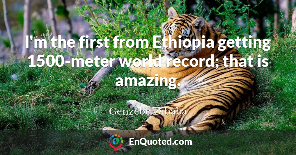 I'm the first from Ethiopia getting 1500-meter world record; that is amazing.