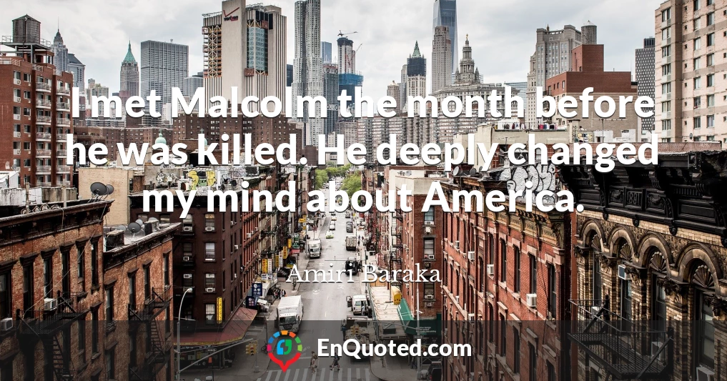 I met Malcolm the month before he was killed. He deeply changed my mind about America.