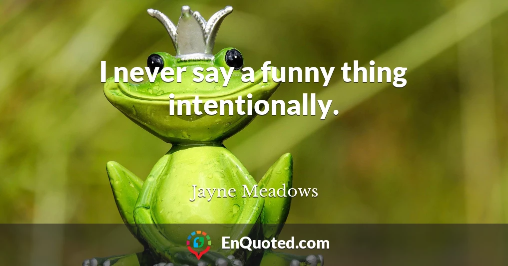 I never say a funny thing intentionally.