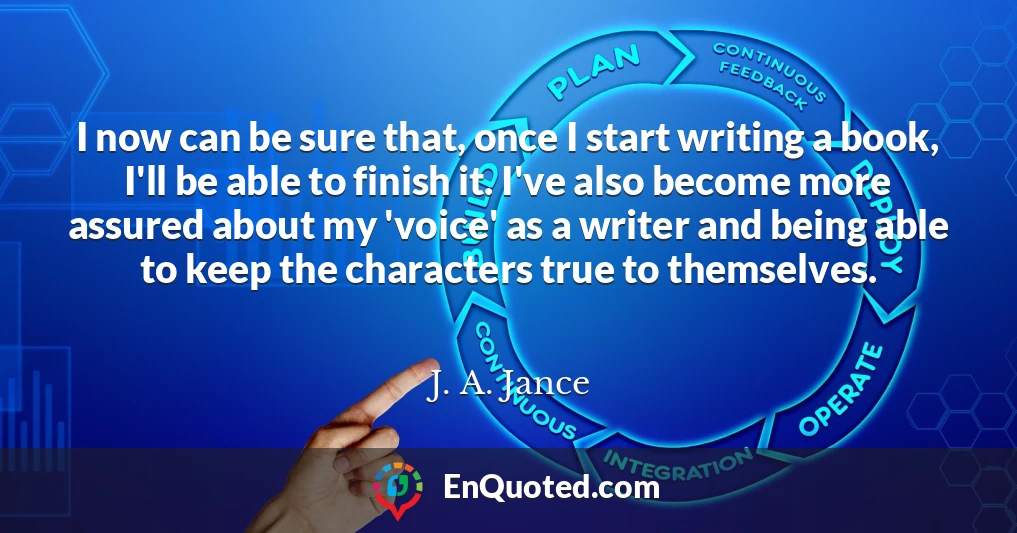 I now can be sure that, once I start writing a book, I'll be able to finish it. I've also become more assured about my 'voice' as a writer and being able to keep the characters true to themselves.
