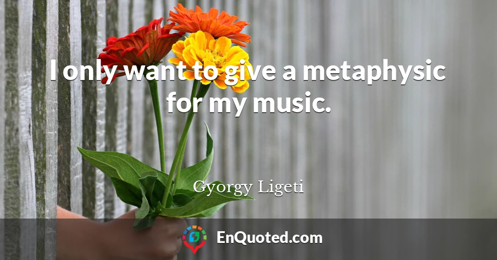 I only want to give a metaphysic for my music.
