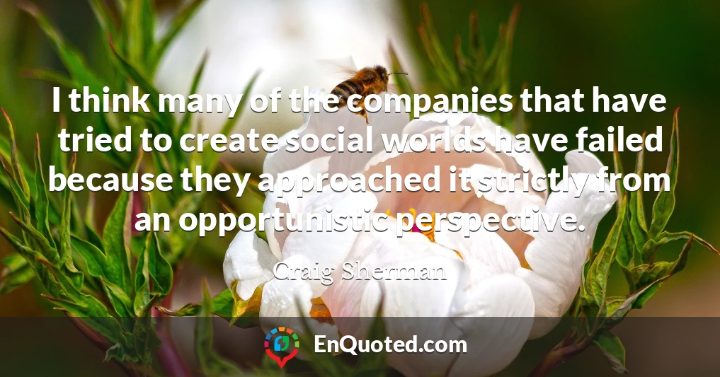 I think many of the companies that have tried to create social worlds have failed because they approached it strictly from an opportunistic perspective.