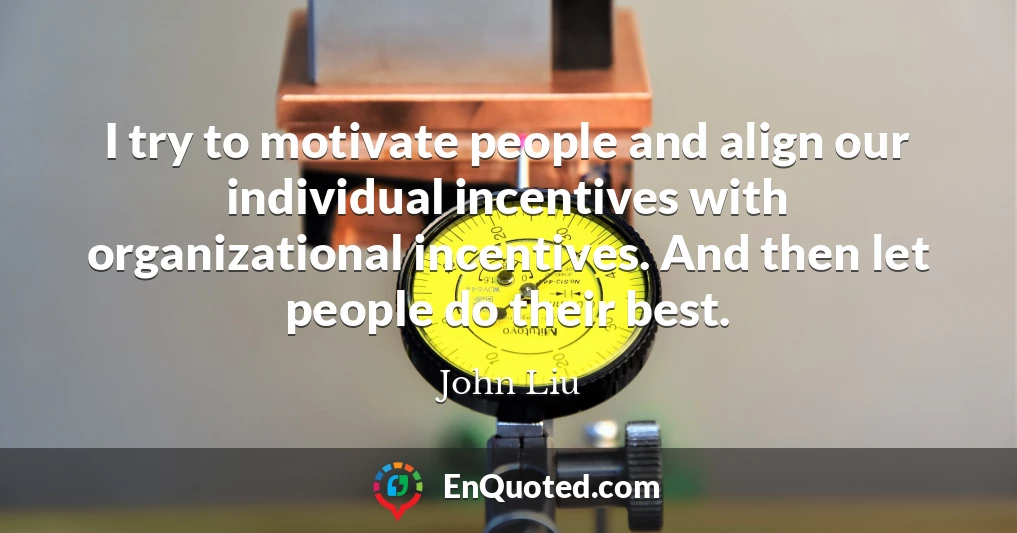 I try to motivate people and align our individual incentives with organizational incentives. And then let people do their best.