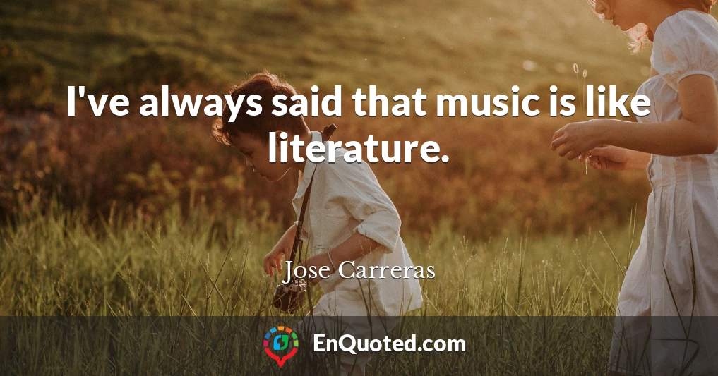 I've always said that music is like literature.