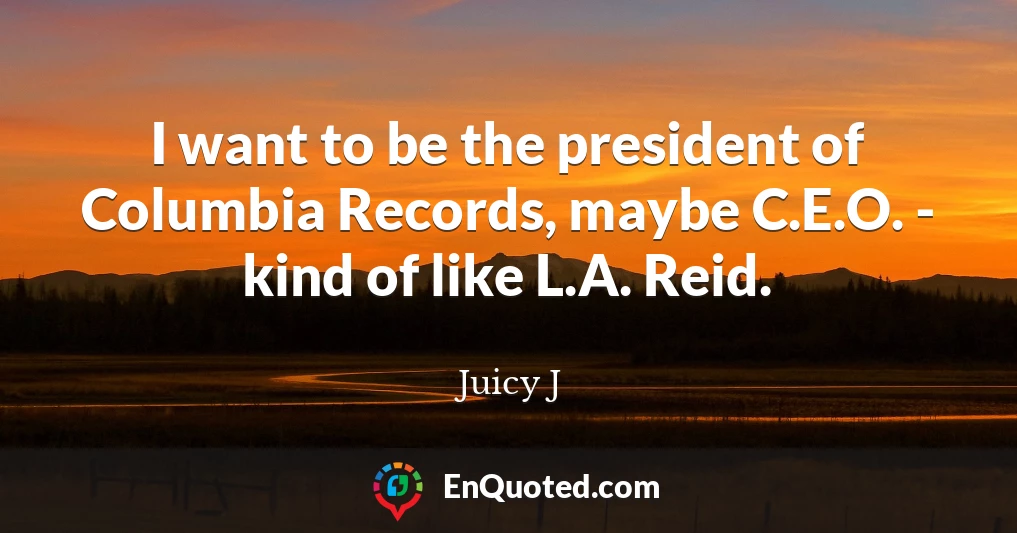 I want to be the president of Columbia Records, maybe C.E.O. - kind of like L.A. Reid.