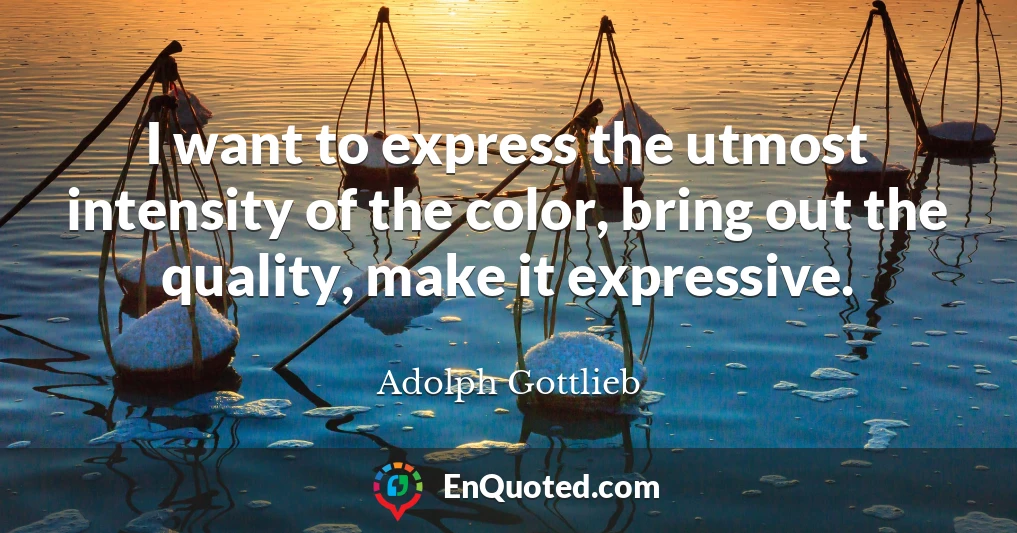 I want to express the utmost intensity of the color, bring out the quality, make it expressive.