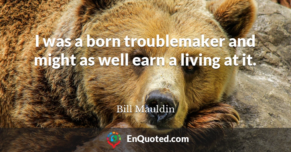 I was a born troublemaker and might as well earn a living at it.