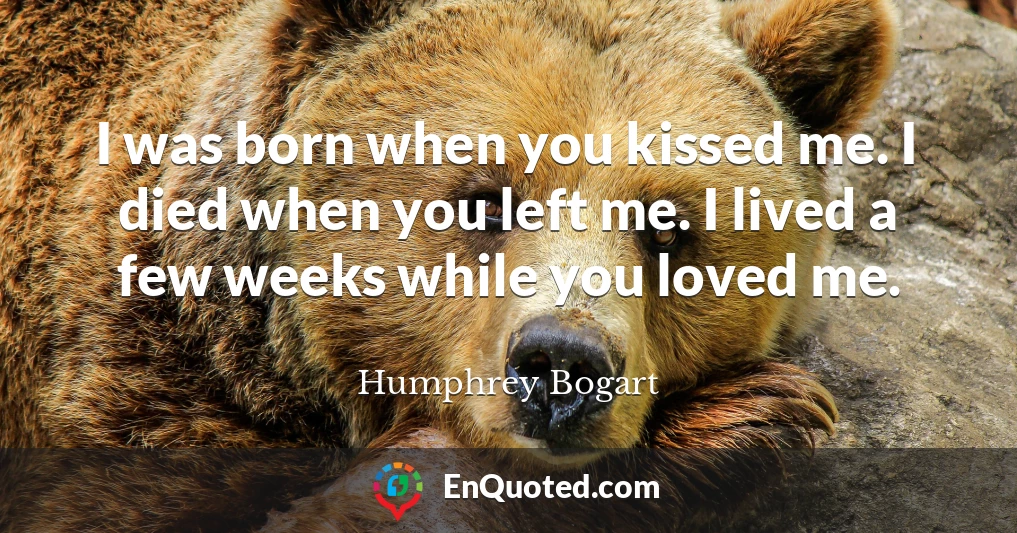 I was born when you kissed me. I died when you left me. I lived a few weeks while you loved me.