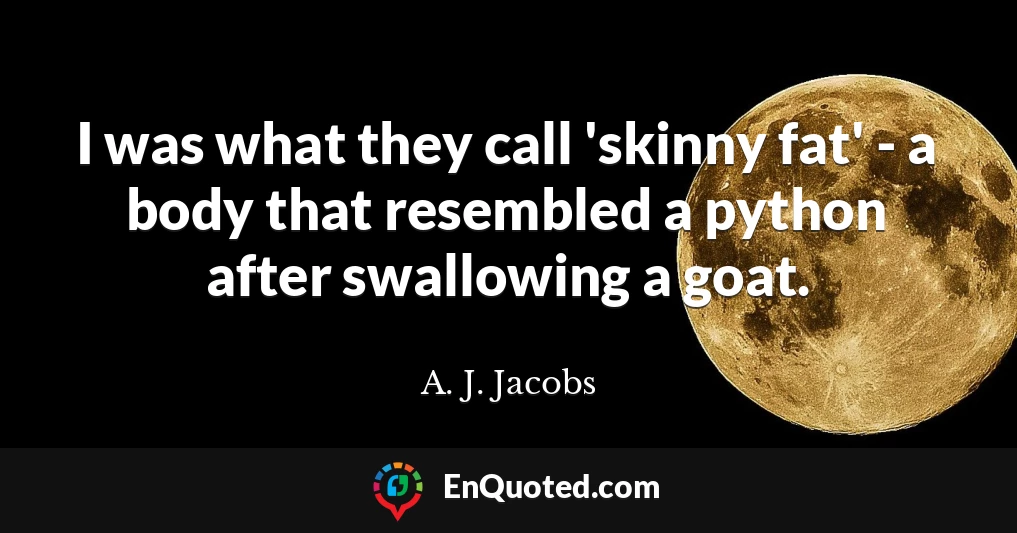 I was what they call 'skinny fat' - a body that resembled a python after swallowing a goat.