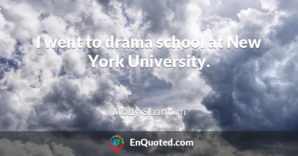 I went to drama school at New York University.