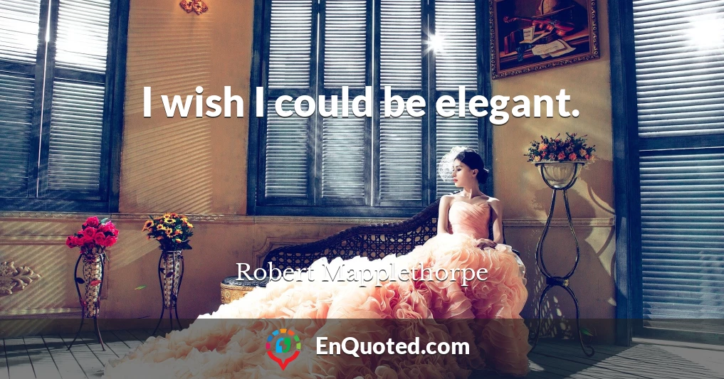I wish I could be elegant.