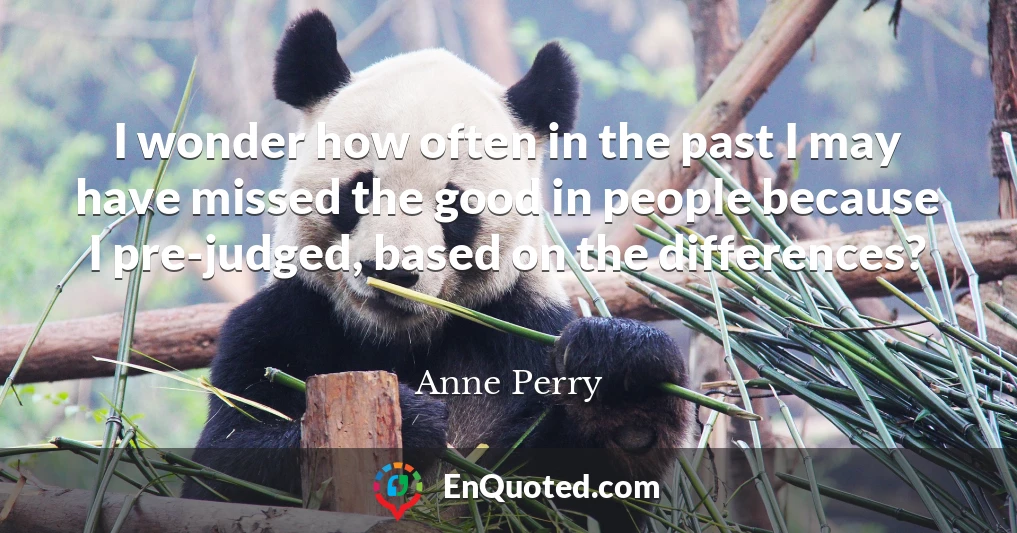 I wonder how often in the past I may have missed the good in people because I pre-judged, based on the differences?