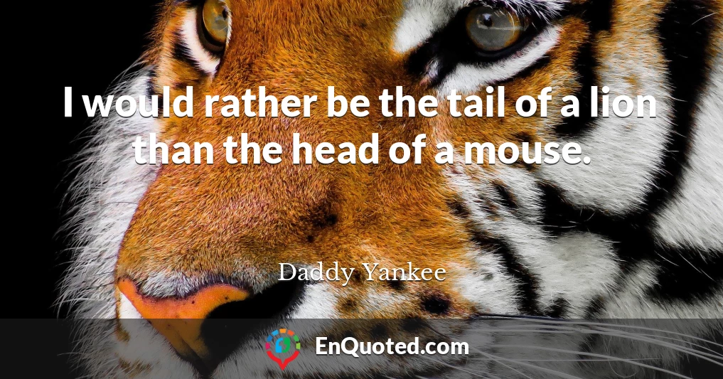 I would rather be the tail of a lion than the head of a mouse.